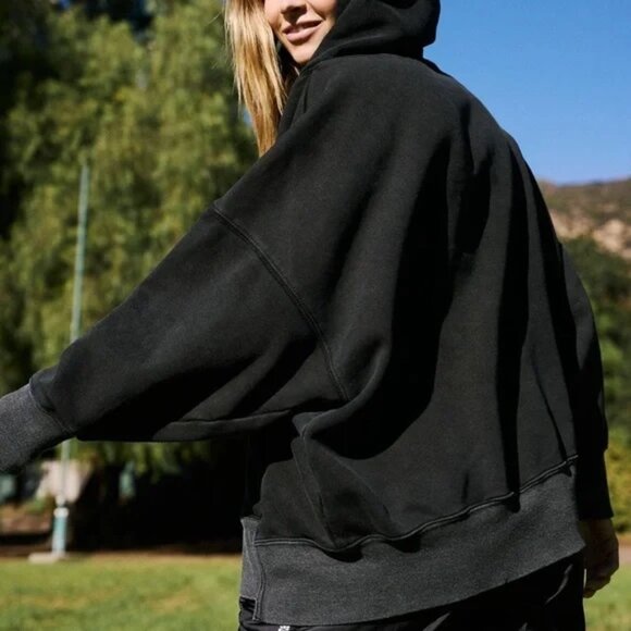 Free People Sprint To The Finish Hoodie Black- size XS - Picture 3 of 5